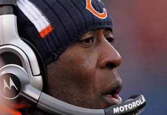 CHICAGO - DECEMBER 06: Head coach Lovie Smith of the Chicago Bears watches as his team takes on the St. Louis Rams at Soldier Field on December 6, 2009 in Chicago, Illinois. The Bears defeated the Rams 17-9. (Photo by Jonathan Daniel/Getty Images)