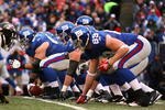EAST RUTHERFORD, NJ - NOVEMBER 16:  A view of the offensive line of the New York Giants against the Baltimore Ravens during their game on November 16, 2008 at Giants Stadium in East Rutherford, New Jersey.  (Photo by Al Bello/Getty Images)