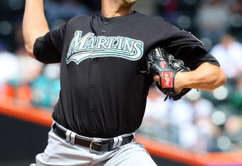 NEW YORK - APRIL 29:  Josh Johnson #55 of the Florida Marlins throws a pitch against the New York Mets on April 29, 2009 at Citi Field in the Flushing neighborhood of the Queens borough of New York City. The Marlins defeated the Mets 4-3.  (Photo by Jim McIsaac/Getty Images)