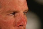 GREEN BAY, WI - MARCH 06: Quarterback Brett Favre of the Green Bay Packers listens to a question at his retirement press conference on March 6, 2008 at Lambeau Field in Green Bay, Wisconsin. (Photo by Jonathan Daniel/Getty Images)