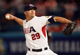 MIAMI - MARCH 15:  Matt Lindstrom #29 of the United States pitches against the Netherlands during round 2 of the World Baseball Classic at Dolphin Stadium on March 15, 2009 in Miami, Florida. The United States eliminated the Netherlands 9-3.  (Photo by Doug Benc/Getty Images)