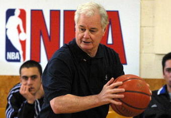 AUCKLAND, NEW ZEALAND - AUGUST 01:  Tex Winter ex NBA coach at a basketball training camp for New Zealand players at Youth town, Wednesday.  (Photo by Michael Bradley/Getty Images)