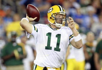 NASHVILLE, TN - SEPTEMBER 3: Brian Brohm #11 of the Green Bay Packers throws the ball against the Tennessee Titans during a preseason NFL game at LP Field on September 3, 2009 in Nashville, Tennessee. The Titans beat the Packers 27-13. (Photo by Joe Murphy/Getty Images) 