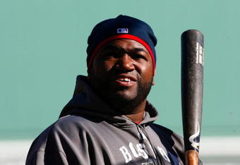 BOSTON - OCTOBER 11:  David Ortiz #34 of the Boston Red Sox looks on during batting practice before Game Three of the ALDS against the Los Angeles Angels of Anaheim during the 2009 MLB Playoffs at Fenway Park on October 11, 2009 in Boston, Massachusetts. (Photo by Jim Rogash/Getty Images)