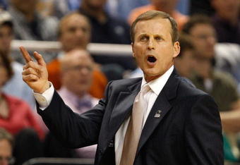 GREENSBORO, NC - MARCH 21:  Head coach Rick Barnes of the Texas Longhorns directs his team against the Duke Blue Devils during the second round of the NCAA Division I Men's Basketball Tournament at the Greensboro Coliseum on March 21, 2009 in Greensboro, North Carolina.  (Photo by Streeter Lecka/Getty Images)