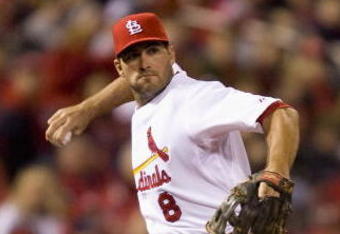 ST. LOUIS, MO - APRIL 1:  Troy Glaus #8 of the St. Louis Cardinals throws to first base against the Colorado Rockies at Busch Stadium April 1, 2008 in St. Louis, Missouri.  (Photo by Dilip Vishwanat/Getty Images)