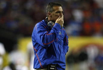 ATLANTA - DECEMBER 5:  Head coach Urban Meyer of the Florida Gators reacts after the Alabama Crimson Tide scored a touchdown in the first quarter during the SEC Championship game at Georgia Dome on December 5, 2009 in Atlanta, Georgia.  (Photo by Chris Graythen/Getty Images)