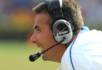 GAINESVILLE, FL - NOVEMBER 21: Coach Urban Meyer of the Florida Gators directs play against the Florida International University Golden Panthers, November 21, 2009 at Ben Hill Griffin Stadium in Gainesville, Florida.  (Photo by Al Messerschmidt/Getty Images)