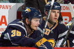 BUFFALO - OCTOBER 17:  Matt Ellis #37 of the Buffalo Sabres watches the action with teammates from the bench during the game against the Vancouver Canucks on October 17, 2008 at HSBC Arena in Buffalo, New York. (Photo by: Rick Stewart/Getty Images)