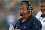 SOUTH BEND, IN - SEPTEMBER 19: Head coach Charlie Weis of the Notre Dame Fighting Irish watches as his team takes on the Michigan State Spartans on September 19, 2009 at Notre Dame Stadium in South Bend, Indiana. Notre Dame defeated Michigan State 33-30. (Photo by Jonathan Daniel/Getty Images)
