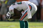 MIAMI - DECEMBER 27:  Safety Gibril Wilson #28 of the Miami Dolphins reacts after dropping an interception that was deflected against the Houston Texans at Land Shark Stadium on December 27, 2009 in Miami, Florida. The Texans defeated the Dolphins 27-20.  (Photo by Doug Benc/Getty Images)