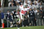 STATE COLLEGE, PA - NOVEMBER 7: Wide receiver Ray Small #82 of the Ohio State Buckeyes runs with the ball during a game against the Penn State Nittany Lions on November 7, 2009 at Beaver Stadium in State College, Pennsylvania. Ohio State won 24-7. (Photo by Hunter Martin/Getty Images)