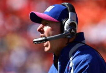 KANSAS CITY, MO - OCTOBER 04:  Head coach Tom Coughlin of the New York Giants gestures during the game against the Kansas City Chiefs on October 4, 2009 at Arrowhead Stadium in Kansas City, Missouri.  (Photo by Jamie Squire/Getty Images)