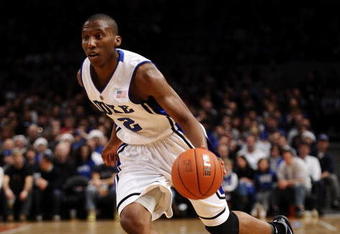 NEW YORK - DECEMBER 19:  Nolan Smith #2 of the Duke Blue Devils runs upcourt against the Gonzaga Bulldogs in the second half of the Aeropostale Classic at Madison Square Garden on December 19, 2009 in New York City.  (Photo by Jeff Zelevansky/Getty Images)