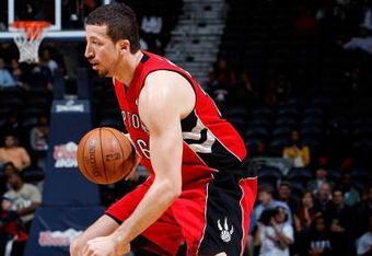 ATLANTA - DECEMBER 02:  Hedo Turkoglu #26 of the Toronto Raptors against the Atlanta Hawks at Philips Arena on December 2, 2009 in Atlanta, Georgia.  NOTE TO USER: User expressly acknowledges and agrees that, by downloading and/or using this Photograph, User is consenting to the terms and conditions of the Getty Images License Agreement.  (Photo by Kevin C. Cox/Getty Images)