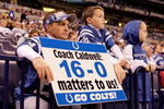 INDIANAPOLIS - DECEMBER 27:  A Indianapolis Colts is pictured during the NFL game against the New York Jets at Lucas Oil Stadium on December 27, 2009 in Indianapolis, Indiana. Peyton Manning and many of the starters were pulled from the game in the second half and the Colts went on to lose their first game of the season 29-15.  (Photo by Andy Lyons/Getty Images)