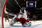 OTTAWA, ON - NOVEMBER 26:  Steve Mason #1 of the Columbus Blue Jackets looks back after making a save off a shot by Alexandre Picard #45 of the Ottawa Senators in a game at Scotiabank Place on November 26, 2009 in Ottawa, Canada. (Photo by Phillip MacCallum/Getty Images)