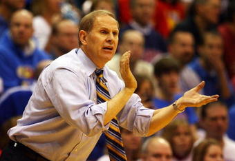 LAWRENCE, KS - DECEMBER 19:  Head coach John Beilein of the Michigan Wolverines watches reacts on the bench during the game against the Kansas Jayhawks on December 19, 2009 at Allen Fieldhouse in Lawrence, Kansas.  (Photo by Jamie Squire/Getty Images)