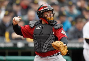 PITTSBURGH - APRIL 13:  Catcher Humberto Quintero #55 of the Houston Astros fields the ball during the Opening Day game against the Pittsburgh Pirates at PNC Park on April 13, 2009 in Pittsburgh, Pennsylvania.  (Photo by: Gregory Shamus/Getty Images)