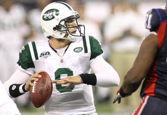 TORONTO - DECEMBER 3: Mark Sanchez #6 of the New York Jets looks to pass against the Buffalo Bills at Rogers Centre on December 3, 2009 in Toronto, Canada.  (Photo by Rick Stewart/Getty Images)