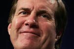 JACKSONVILLE, FL - FEBRUARY 4:  Bill Belichick, head coach of the New England Patriots, speaks at a pre Superbowl press conference February 4, 2005 at the Prime F. Osborn Convention Center in Jacksonville, Florida.  (Photo by Al Bello/Getty Images)