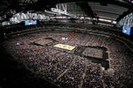 DETROIT - MARCH 30:  A general view of play between the Davidson Wildcats and the Kansas Jayhawks during the Midwest Regional Final of the 2008 NCAA Division I Men's Basketball Tournament at Ford Field on March 30, 2008 in Detroit, Michigan  (Photo by Chris Chambers/Getty Images)
