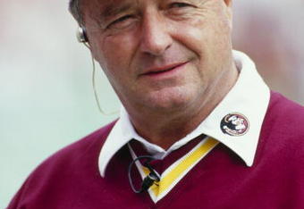 UNDATED: Head Coach Bobby Bowden of the Florida State Seminoles looks on during a NCAA Football Game. Bobby Bowden was a head coach for FSU from 1976 - 2009. (Photo by: Bill Frakes/Getty Images)