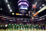 PHOENIX - DECEMBER 30:  The Boston Celtics stand attended for the singing of the National Anthem before the NBA game against the Phoenix Suns at US Airways Center on December 30, 2009 in Phoenix, Arizona. The Suns defeated the Celtics 116-98.  NOTE TO USER: User expressly acknowledges and agrees that, by downloading and or using this photograph, User is consenting to the terms and conditions of the Getty Images License Agreement.  (Photo by Christian Petersen/Getty Images)