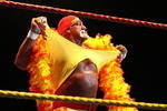PERTH, AUSTRALIA - NOVEMBER 24:  Hulk Hogan rips his shirt prior to the bout against Rick Flair during his Hulkamania Tour at the Burswood Dome on November 24, 2009 in Perth, Australia.  (Photo by Paul Kane/Getty Images)