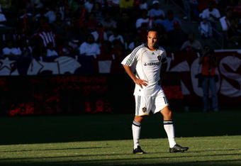 CARSON, CA - NOVEMBER 01:  Landon Donovan #10 of the Los Angeles Galaxy looks on during Game 1 of the MLS Western Conference Semifinals match against Chivas USA at The Home Depot Center on November 1, 2009 in Carson, California. The Galaxy and Chivas USA played to a 2-2 draw.  (Photo by Victor Decolongon/Getty Images)