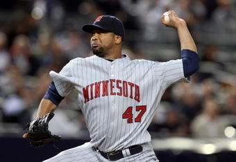 NEW YORK - OCTOBER 07:  Francisco Liriano #47 of the Minnesota Twins pitches against the New York Yankees in Game One of the ALDS during the 2009 MLB Playoffs at Yankee Stadium on October 7, 2009 in the Bronx borough of New York City.  (Photo by Jim McIsaac/Getty Images)