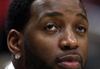 HOUSTON - APRIL 24:  Guard Tracy McGrady #1 of the Houston Rockets during play against the Portland Trail Blazers in Game Three of the Western Conference Quarterfinals during the 2009 NBA Playoffs at Toyota Center on April 24, 2009 in Houston, Texas. NOTE TO USER: User expressly acknowledges and agrees that, by downloading and or using this photograph, User is consenting to the terms and conditions of the Getty Images License Agreement.  (Photo by Ronald Martinez/Getty Images)