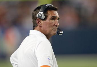 DENVER - AUGUST 30: Head coach Mike Shanahan of the Denver Broncos oversees his team during NFL preseason action against the Arizona Cardinals at Invesco Field August 30, 2007 in Denver, Colorado. (Photo by Doug Pensinger/Getty Images)