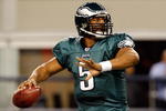 ARLINGTON, TX - JANUARY 03:  Quarterback Donovan McNabb #5 of the Philadelphia Eagles throws against the Dallas Cowboys at Cowboys Stadium on January 3, 2010 in Arlington, Texas.  (Photo by Ronald Martinez/Getty Images)
