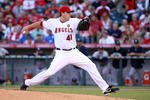 ANAHEIM, CA - OCTOBER 22:  Starting pitcher John Lackey #41 of the Los Angeles Angels of Anaheim pitches in the first inning against the New York Yankees in Game Five of the ALCS during the 2009 MLB Playoffs at Angel Stadium on October 22, 2009 in Anaheim, California.  (Photo by Stephen Dunn/Getty Images)