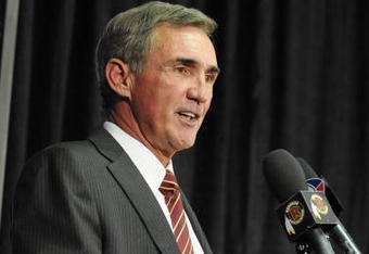 ASHBURN,VA - JANUARY 06:  Mike Shanahan speaks at a press conference introducing him as the new Executive Vice President and Head Coach of the Washington Redskins to the media on January 6, 2010 at Redskins Park in Ashburn, Virginia.  (Photo by Mitchell Layton/Getty Images)