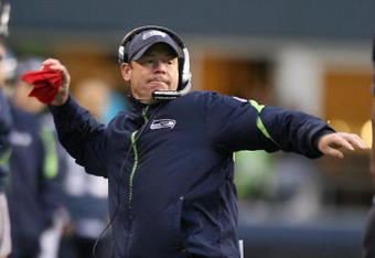 SEATTLE - JANUARY 03:  Head coach Jim Mora of the Seattle Seahawks challenges a touchdown call during the game against the Tennessee Titans on January 3, 2010 at Qwest Field in Seattle, Washington. The touchdown stood and the Titans defeated the Seahawks 17-13. (Photo by Otto Greule Jr/Getty Images)