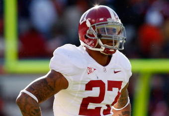 AUBURN, AL - NOVEMBER 27:  Justin Woodall #27 of the Alabama Crimson Tide against the Auburn Tigers at Jordan-Hare Stadium on November 27, 2009 in Auburn, Alabama.  (Photo by Kevin C. Cox/Getty Images)
