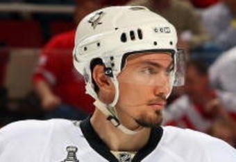 DETROIT - MAY 30:  Miroslav Satan #81 of the Pittsburgh Penguins skates against the Detroit Red Wings during Game 1 of the 2009 Stanley Cup Finals at Joe Louis Arena on May 30, 2009 in Detroit, Michigan.  (Photo by Jim McIsaac/Getty Images)