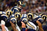 ST. LOUIS - NOVEMBER 22:  Quarterback Marc Bulger #10 of the St. Louis Rams calls the play at the line against the Arizona Cardinals at the Edward Jones Dome on November 22, 2009 in St. Louis, Missouri. The Cardinals beat the Rams 21-13. (Photo by Dilip Vishwanat/Getty Images)