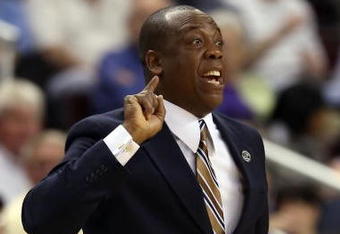 NORTH LITTLE ROCK, AR - MARCH 21:  Head coach Ernie Kent of the Oregon Ducks reacts during the game against the Mississippi State Bulldogs during the first round of the South Regional as part of the 2008 NCAA Men's Basketball Tournament at Alltel Arena on March 21, 2008 in North Little Rock, Arkansas.  (Photo by Andy Lyons/Getty Images)