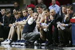 SAN DIEGO - MARCH 16:  Head coach Rick Byrd of the Belmont Bruins addresses his team during their game against the UCLA Bruins in the first round of the 2006 NCAA Men's Basketball Tournament on March 16, 2006 at Cox Arena in San Diego, California.  (Photo by Lisa Blumenfeld/Getty Images)