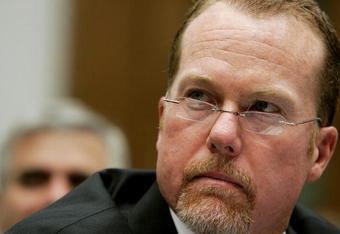 WASHINGTON - MARCH 17:  Former St. Louis Cardinal Mark McGwire pauses during testimony March 17, 2005 for a House Committee session that is investigating Major League Baseball efforts to eradicate steroid use in Washington, DC.  Major League Baseball (MLB) Commissioner Allan 'Bud' Selig will give testimony regarding MLB?s efforts to eradicate steriod usage among its players.  (Photo by Mark Wilson/Getty Images)