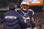 FOXBORO, MA - DECEMBER 9:   Coach Bill Belichick hugs Adalius Thomas #96 of the New England Patriots in the fourth quarter after stopping the Pittsburgh Steelers in the red zone at Gillette Stadium December 9, 2007 in Foxboro, Massachusetts. The Patriots won 34-13.  (Photo by Jim Rogash/Getty Images)