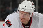 NEWARK, NJ - DECEMBER 18:  Daniel Alfredsson #11 of the Ottawa Senators skates against the New Jersey Devils at the Prudential Center on December 18, 2009 in Newark, New Jersey.  (Photo by Bruce Bennett/Getty Images)