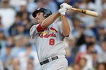 LOS ANGELES, CA - OCTOBER 08:  Troy Glaus #8 of the St. Louis Cardinals at bat in Game Two of the NLDS during the 2009 MLB Playoffs against the Los Angeles Dodgers at Dodger Stadium on October 8, 2009 in Los Angeles, California.  (Photo by Jeff Gross/Getty Images)