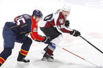 SUNRISE, FL - DECEMBER 2: Rostislav Olesz #85 of the Florida Panthers defends against Marek Svatos #40 of the Colorado Avalanche on December 2, 2009 at the BankAtlantic Center in Sunrise, Florida. The Panthers defeated the Avalanche 6-5. (Photo by Joel Auerbach/Getty Images)