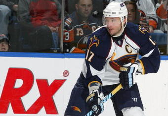 UNIONDALE, NY - JANUARY 02: Ilya Kovalchuk #17 of the Atlanta Thrashers skates against the New York Islanders during the game at the Nassau Coliseum on January 02, 2010 in Uninodale, New York.  (Photo by Andy Marlin/Getty Images)