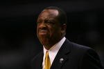LOS ANGELES, CA - MARCH 10:  Head coach Ernie Kent of the Oregon Ducks reacts from the sidelines during the first half of the Pacific Life Pac-10 Basketball Tournament Championship Game against the USC Trojans on March 10, 2007 at Staples Center in Los Angeles, California.  (Photo by Lisa Blumenfeld/Getty Images)