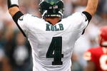 PHILADELPHIA - SEPTEMBER 27: Kevin Kolb #4 of the Philadelphia Eagles celebrates a touchdown against the Kansas City Chiefs on September 27, 2009 at Lincoln Financial Field in Philadelphia, Pennsylvania.  (Photo by Chris McGrath/Getty Images)